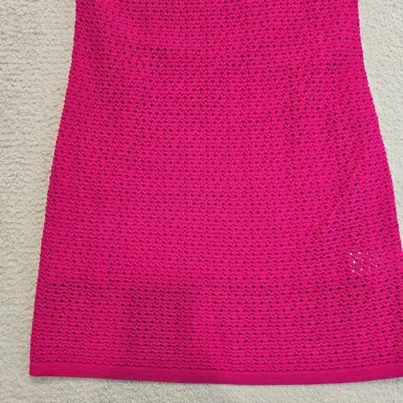 Banana Republic Fuschia Pink Open Knit Sweater Dress with Underslip Size M - Picture 3 of 12